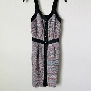 Leona Button Front Rainbow Tweed Knit Dress